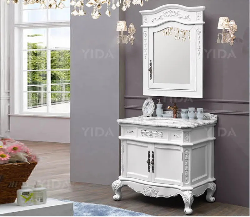 Китайский поставщик индивидуальный OEM роскошный античный шкаф из массива дерева для ванной комнаты