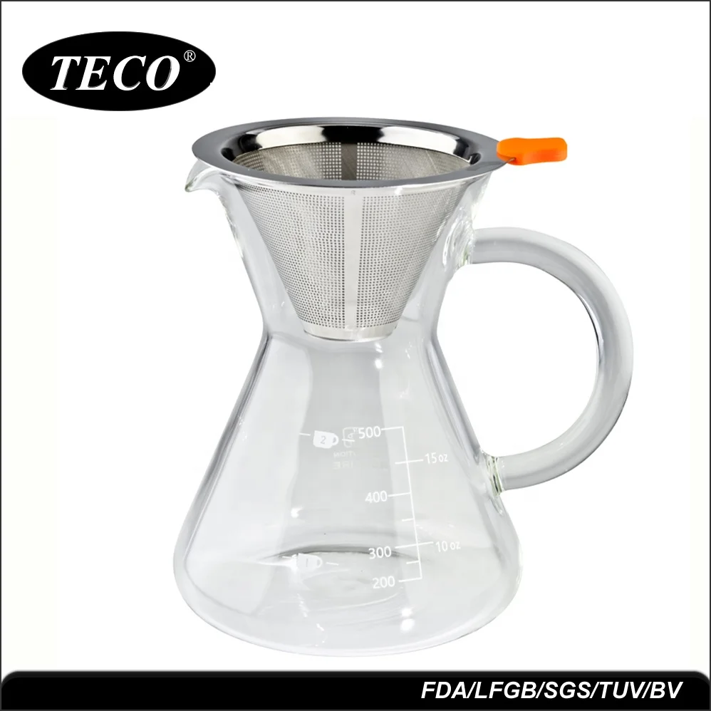 3 Cups Glass Coffee Dripper for Coffee Filter Dripper With Wooden Neck