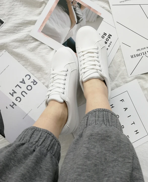 1 пара, чтобы купить белые парусиновые женские туфли на плоской подошве, повседневная оптовая продажа