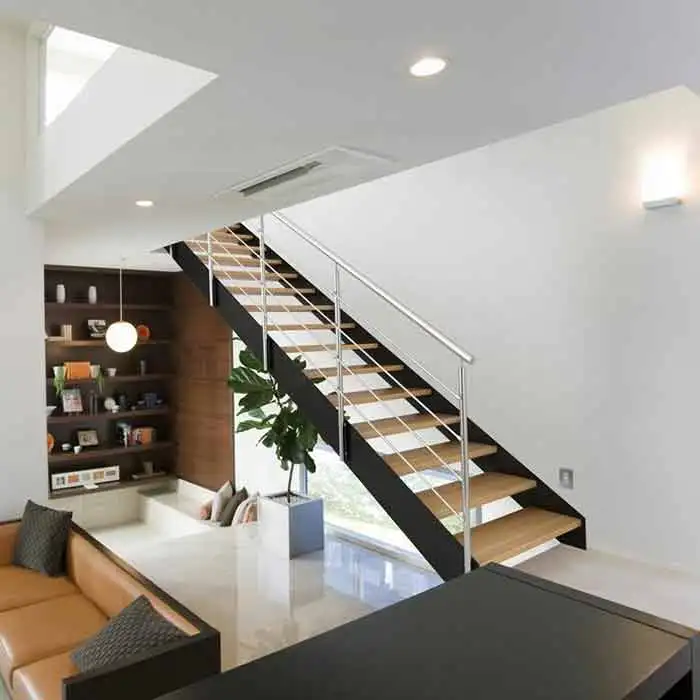 Американский дизайн лестницы одиночная стальная деревянная лестница/моно