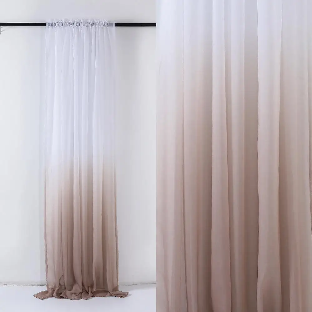 Custom Gradient Color Voile Fabric Sheer Curtains for Living Room Bedroom