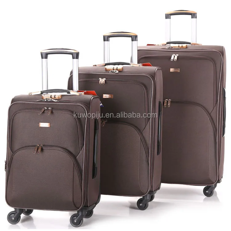 Blue Color Cheap Polyester 600 D 4 Wheels EVA Soft Side Suitcase 3pcs Expendable Fabric Type Luggage