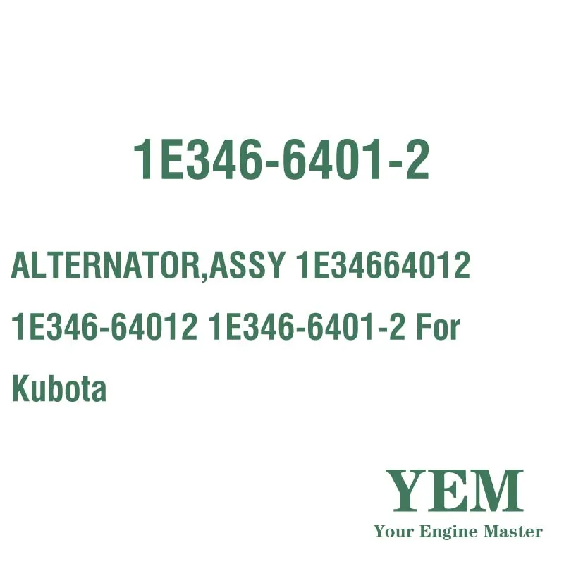 ALTERNATOR ASSY 1E34664012 1E346-64012 1E346-6401-2 for Kubota