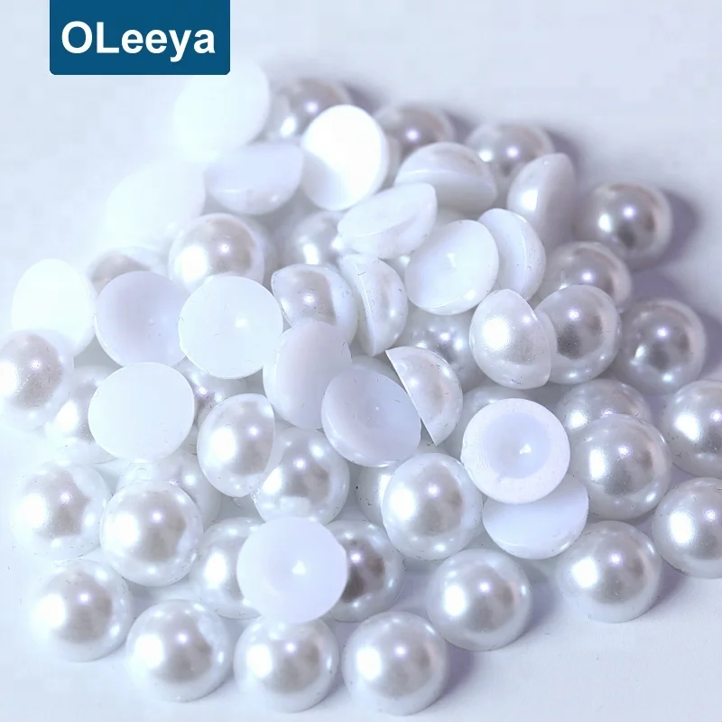 Beige Color ABS Resin Plastic Half Round Pearls With 2 holes Sew On Pearl  Beads For Wedding Dress and Clothing decoration B3114