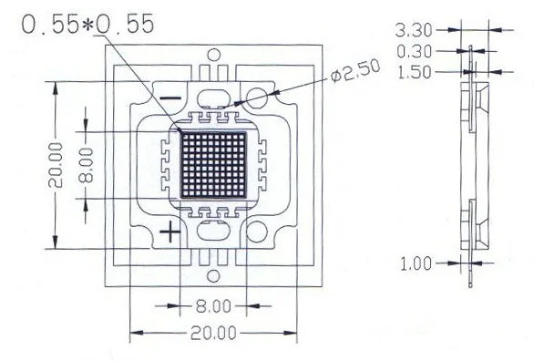
Светодиодный чип высокой мощности с чипом Epistar, 10 Вт, 6000-6500 К, 12 В, холодный белый свет 