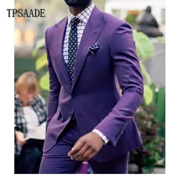 Purple Business Wedding Tuxedo Brand Two Piece Men Suit WF854