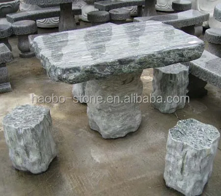 Green Marble Garden Stone Table And Chairs Buy Garden Stone Table Stone Garden Bench Granite Outdoor Stone Table And Chair Product On Alibaba Com