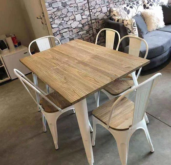 Cheap Vintage Rectangular Wood Top Metal Frame Dinning Furniture Restaurant Table / Luxury Iron Metal Legs Dining Tables Design