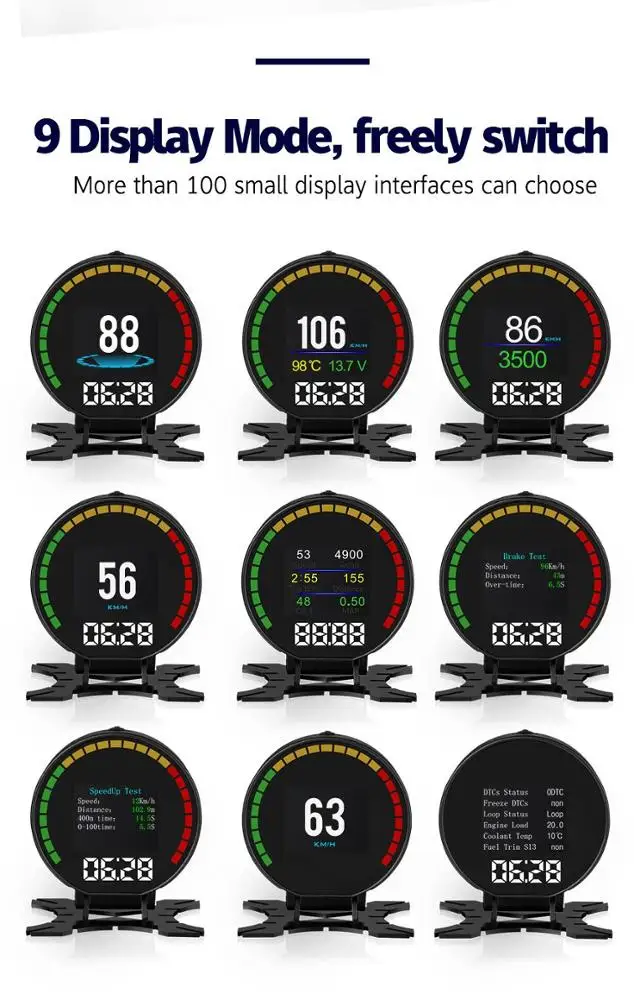 Most Function HUD P15 Auto Meter  OBD Display Obd Car Alarm RPM Water Temp Turbine Pressure  Boost Gauge