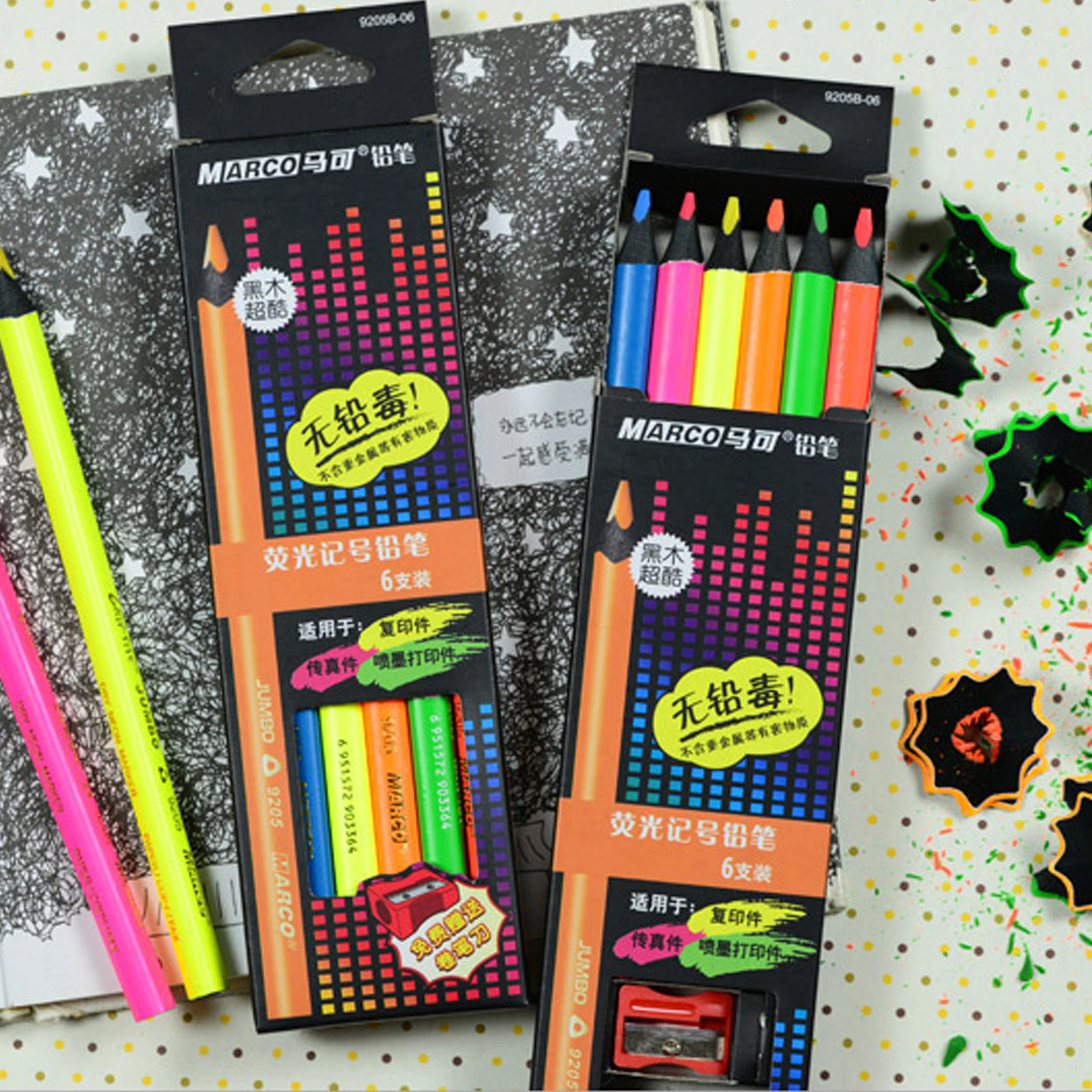 Raffine Neon Jumbo Colored Pencil Set of 6