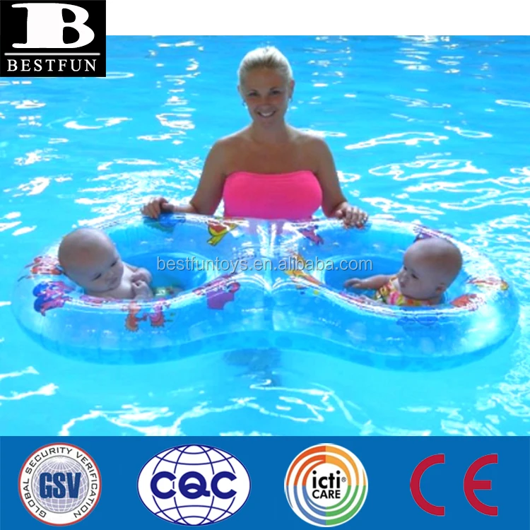 Safety Inflatable Duo Baby Swimming Float Safety Inflatable Twin Baby Pool  Swimming Seat Inflatable Double Baby Pool Seat