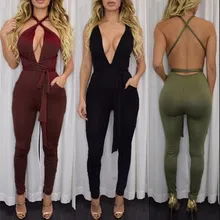 Women New Fashion Rompers And Jumpsuits Women Sexy Backless Sleeveless Playsuit Bodysuits Elegant Bandage Jumpsuits XD259