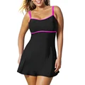 Women Big Size Swim Dress Chest Padded Strap Slim Dress with Panties One piece Monokini Swimsuit