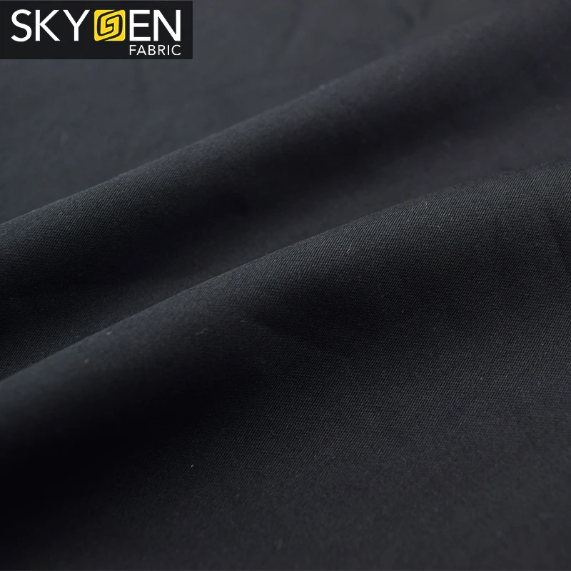 Skygen 4-стороннее стрейчевое однотонное белое черное легкое полотно 65% полиэстер 35% хлопок поплин эластан ткань