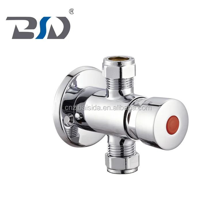 Brass Push Button Water Save Time Delay Public Bathroom Faucet Mixer