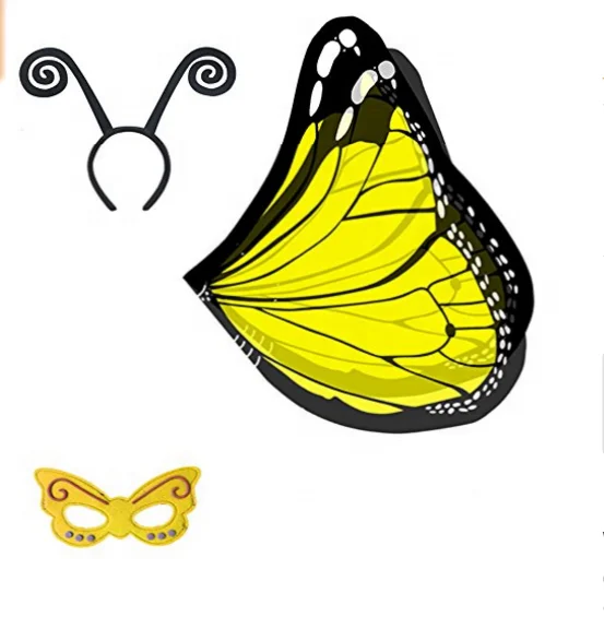 per feste di Halloween mantello a forma di ali di farfalla Nuoshen con 3 maschere in feltro per bambini e ragazze 