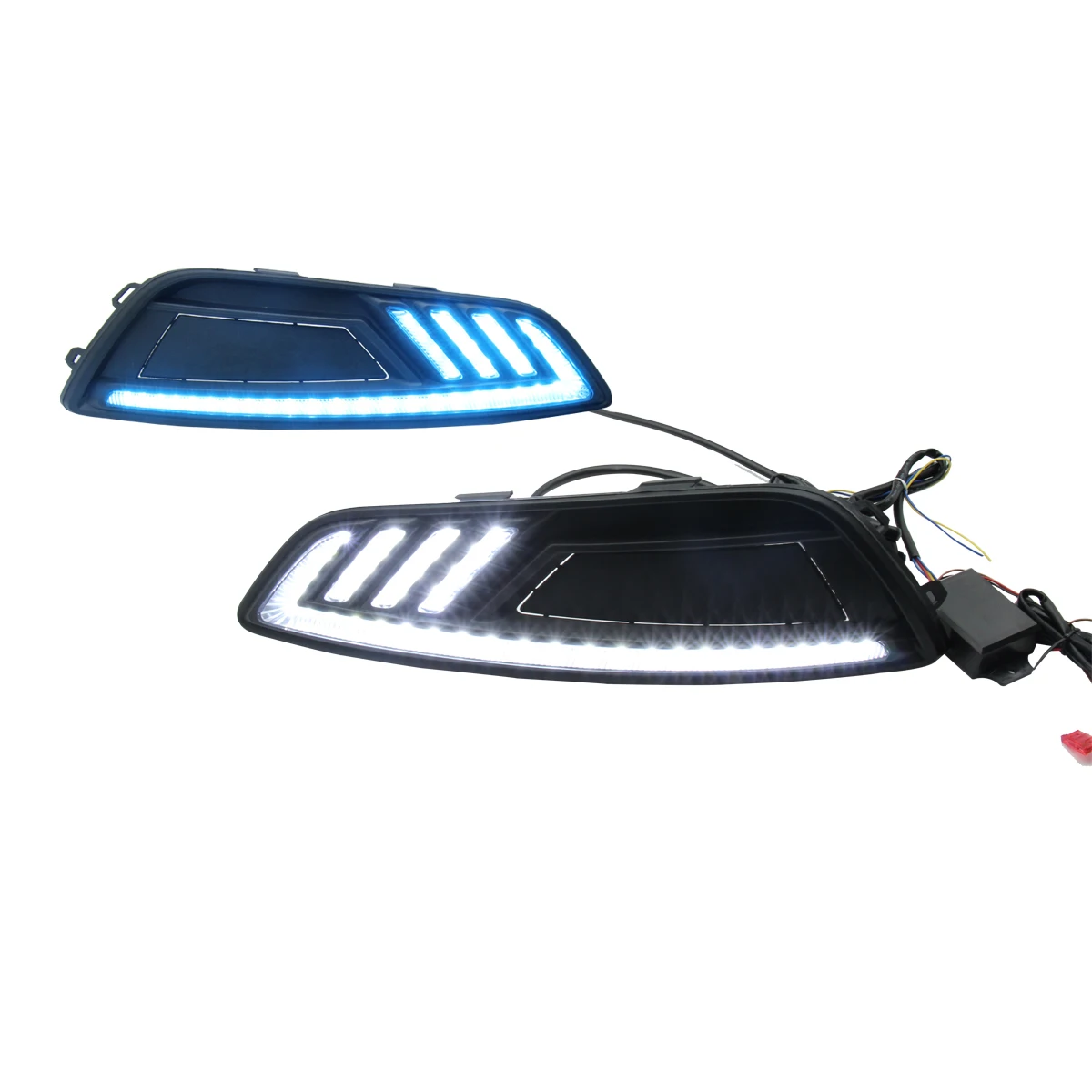 Dual Color Flexible Led Drl Daytime Running Light for Ford New Focus  2015 With Yellow Blue Light