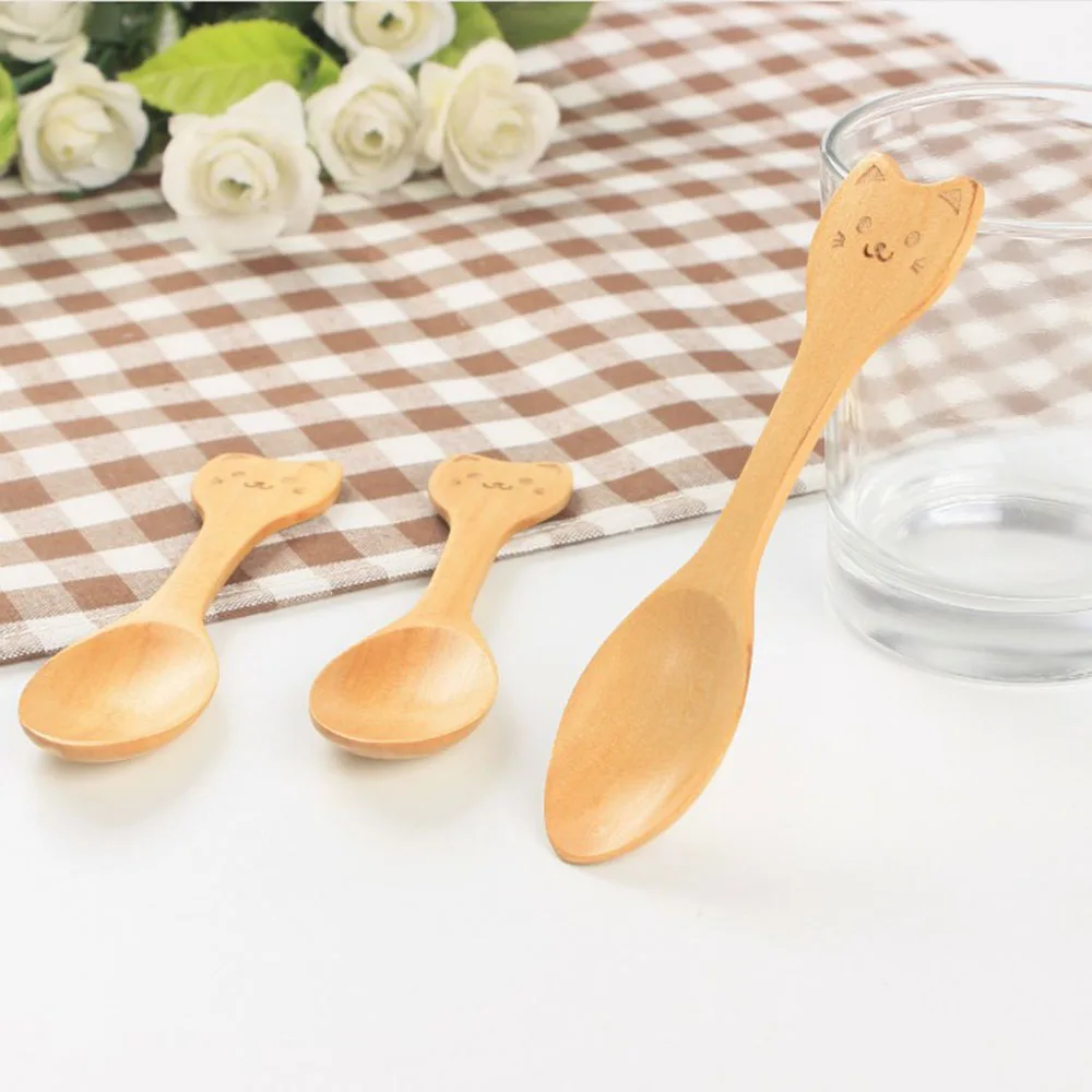  Wooden Spoons for Cooking 5-Piece, Bamboo Cartoon Lilo