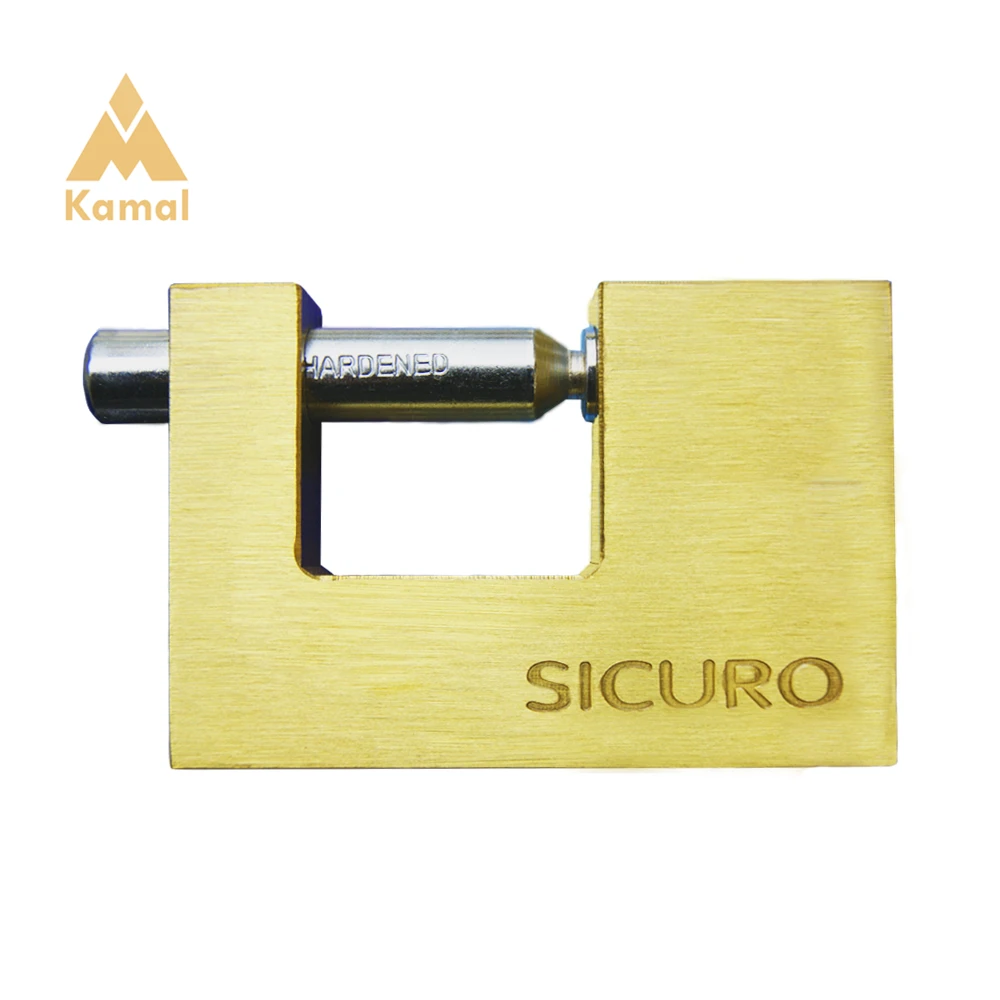 65MM Hardened Brass Rectangular Padlock Pad Locks Solid Heavy Duty Door Lock for Industry Warehouse Gates Storage Sheds Trailer