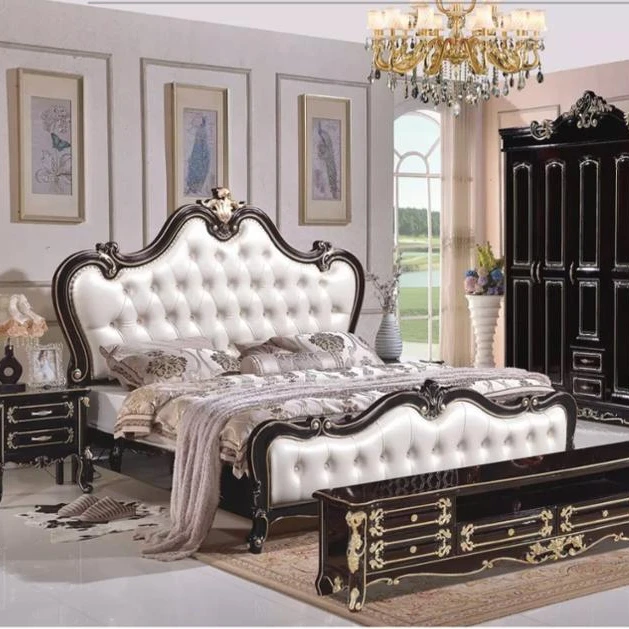 Modern European Solid Wood Bed Fashion Carved 1 8 M Bed French Bedroom Furniture Set 1bed 2 Nightstands Wardr Dresser Hc9930 Buy European Style Carved Bedroom Furniture Product On Alibaba Com