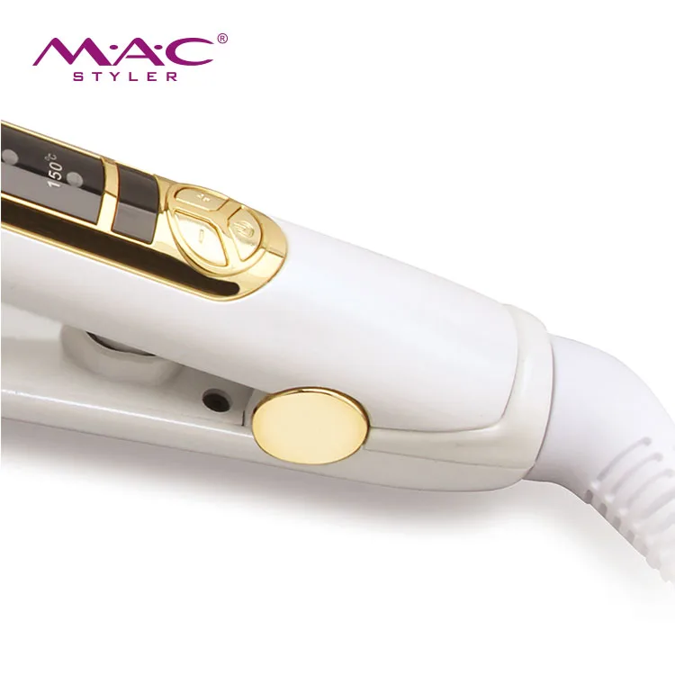 Flat Iron and PTC Ceramic Plate LCD Display and Ergonomic Handle Hair Straightener