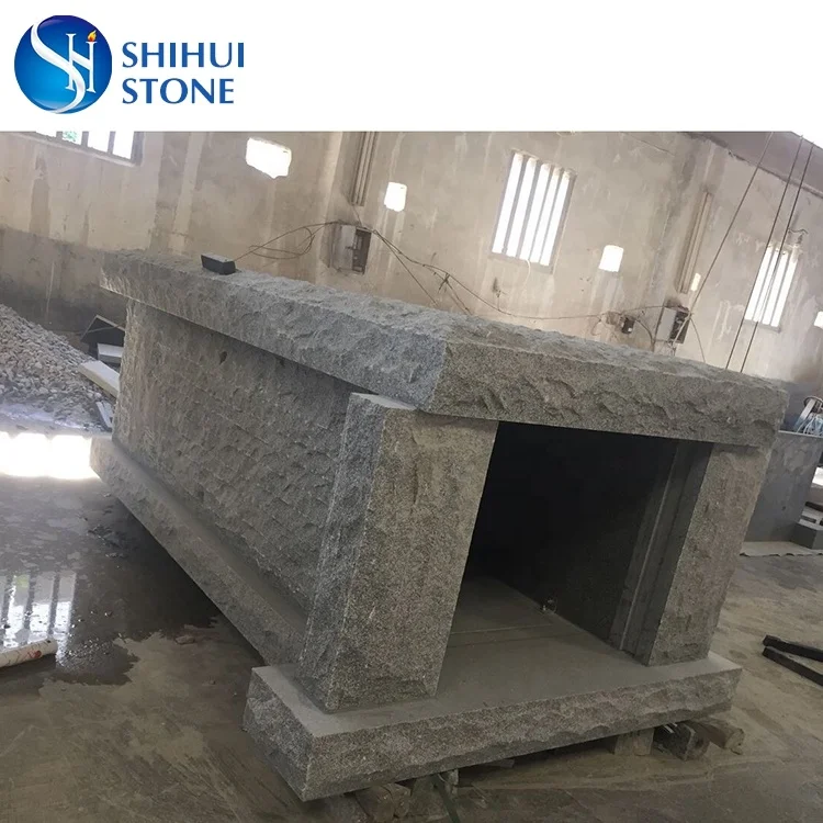 SH STONE Cheap G633 Light Grey Stone Mausoleum Prices Granite Mausoleum Designs Wholesale