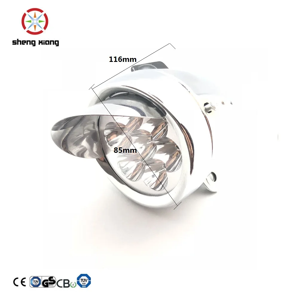 Винтажный велосипедный фонарь на батарейках с 7 светодиодами для Halley черного или хромированного цвета