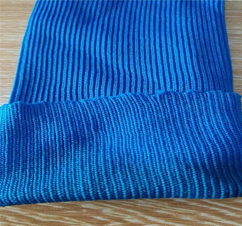 100 Polyester Double Knit Seamless Tubular Blue Rib Fabric