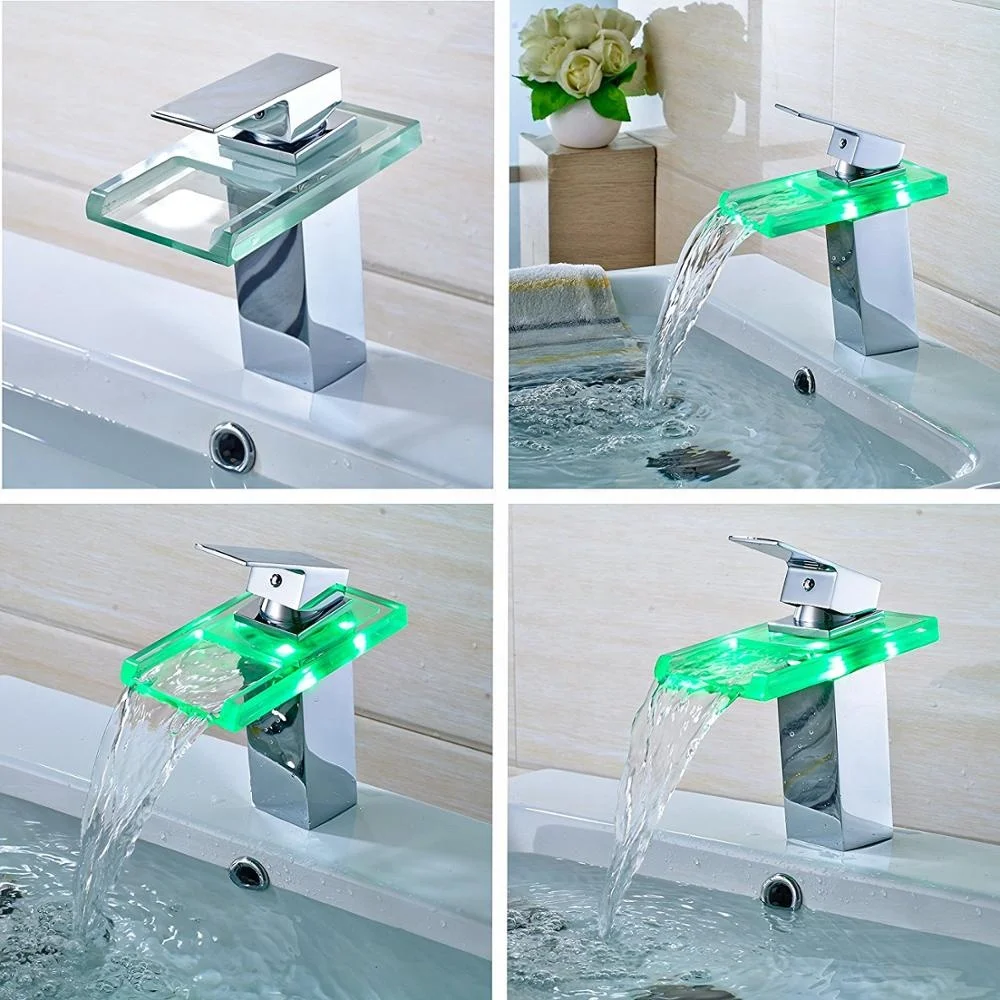 Современный европейский дизайн смеситель для ванной со светодиодным