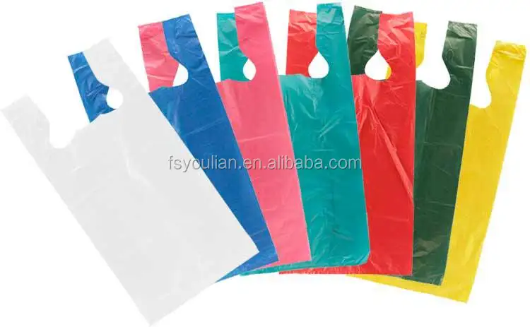 China Supplier HDPE Pe Plastic Carry t Shirt Bag Design Customizable Size  and Logo T-shirt Bag Shopping Packaging Bags