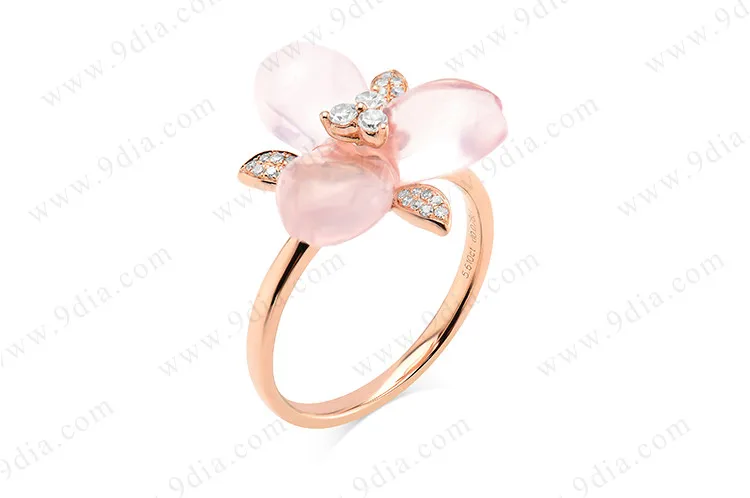 Best Selling AAA Quality Butterfly Tourmaline Pear Cut Diamond 14K Yellow Gold Gemstone Ring for Wedding & Anniversary