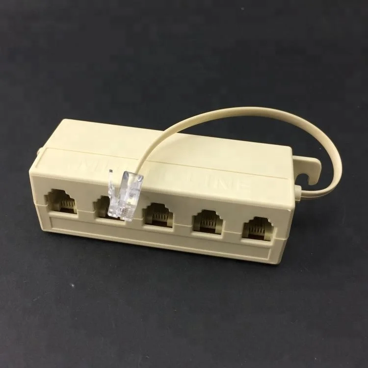 5 Way Outlet 6P4C RJ11 Phone Extension Cable Splitter