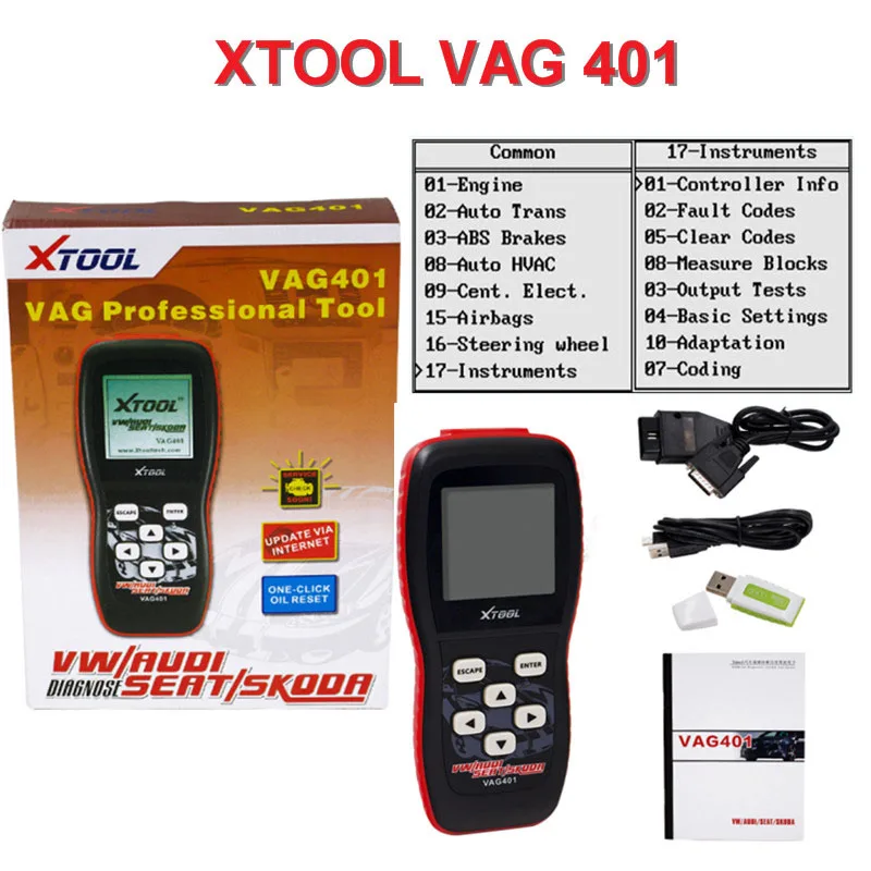 XT00L Brand Xtool VAG401 OBD2/OBDii Original Xtool VAG401 for V/W/SEAT/SKODA Code Creader  Free Update Online