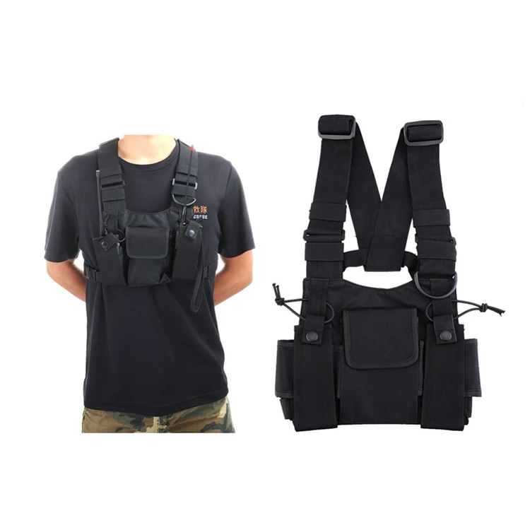 Radio Chest Pocket Harness Bags Pouch Holster Vest Rig for Two Way Radio 