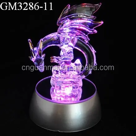 LED Dragon Shaped Animal Glass Figurine Wholesale hand blown glass dragon