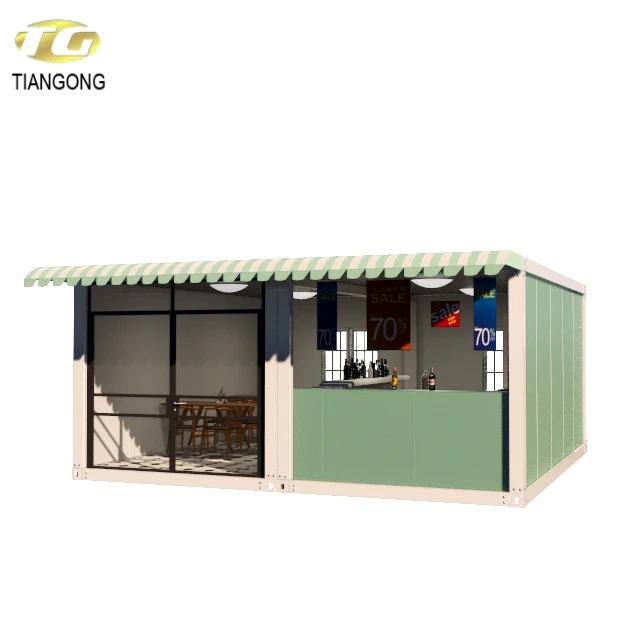 Prefabricated bar Mobile Container Restaurant Fast Outdoor Food Kiosk Design for Sale