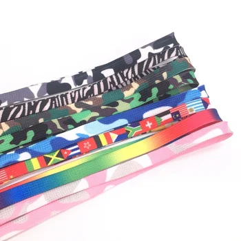 Factory Custom flat colorful printed shoe laces design in stock