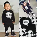 Toddler Baby Boys Hi hi Long Sleeve Tops T shirt Pants 2pcs Outfits Set Costume