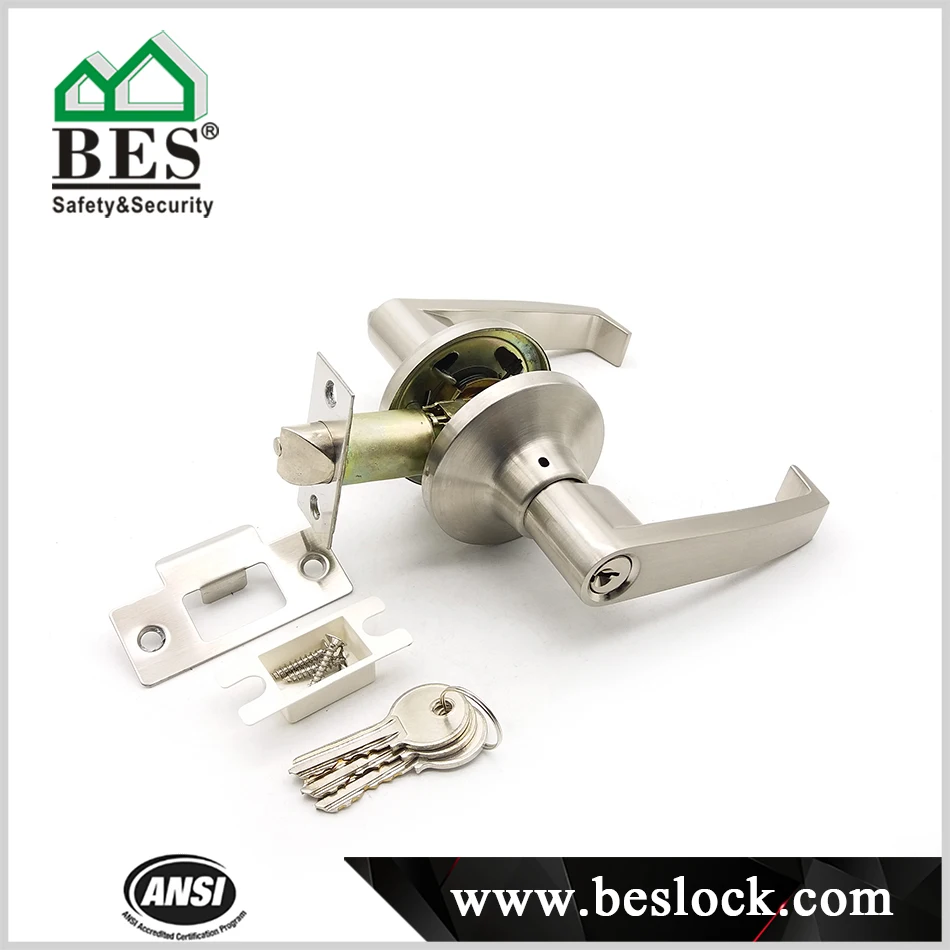 Fault Less Lock Key Faultless Satin Nickel Entry Lever Lockset - Tubular Door Lock