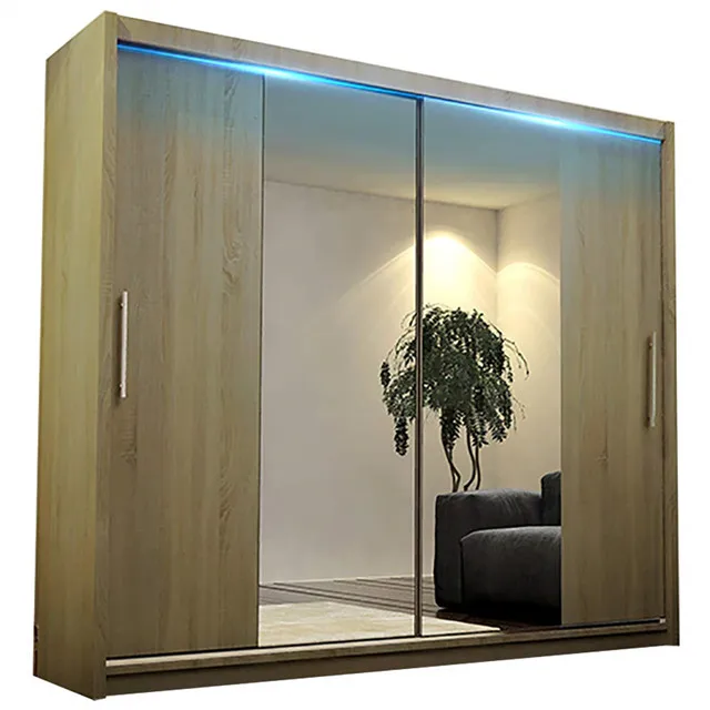 Sonoma Oak, With Carrying Service Alter GM Modern Wardrobe Bedroom Mirror 2 Sliding Door Wardrobe Misesa XII Width 150cm