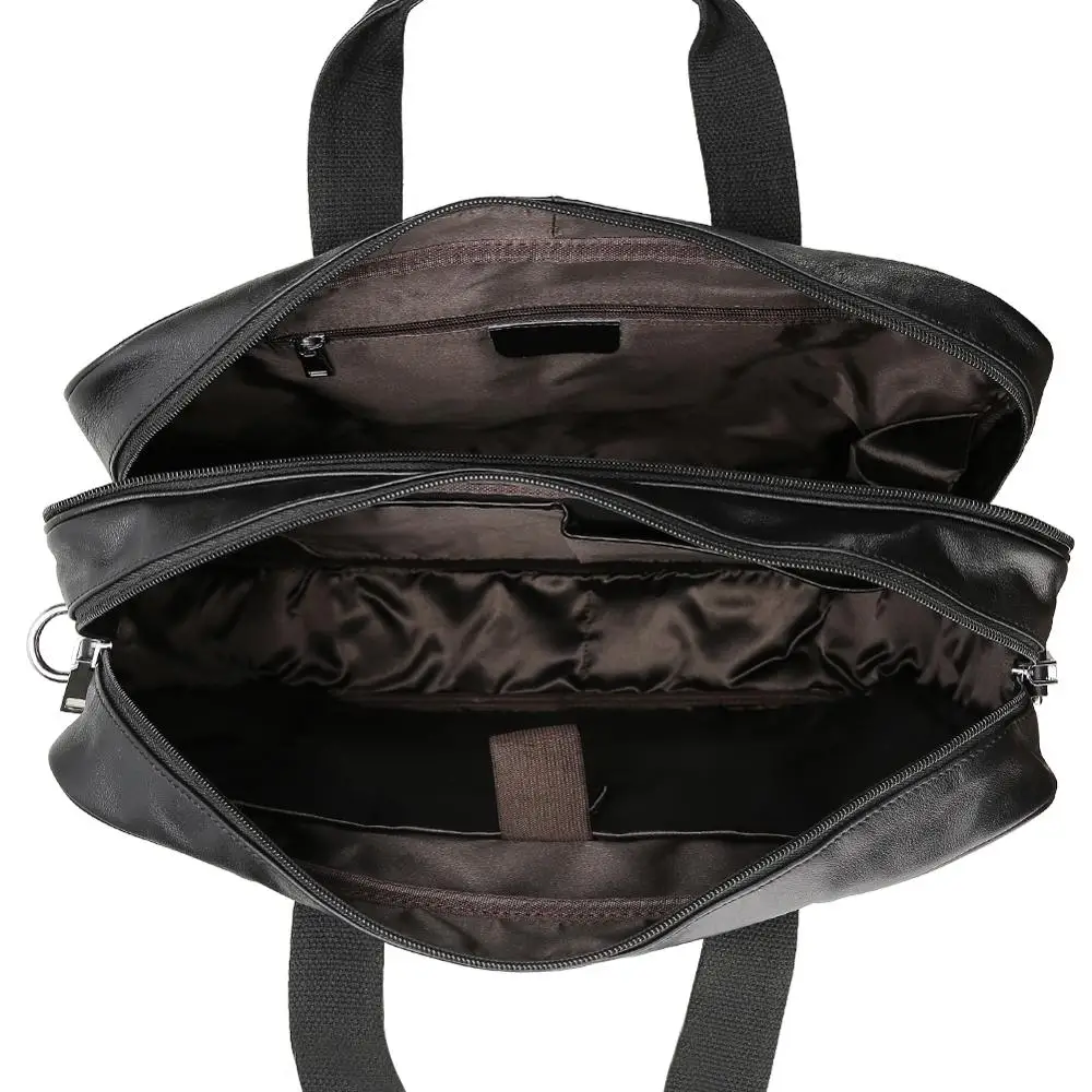 Tiding High Quality Black Mens Business Tote Bag Lawyer Laptop Leather Briefcase