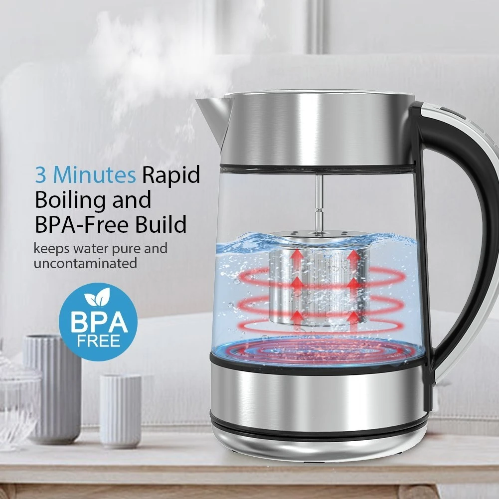 1.7l Electric Kitchen Glass Kettle Variable Temperature Control