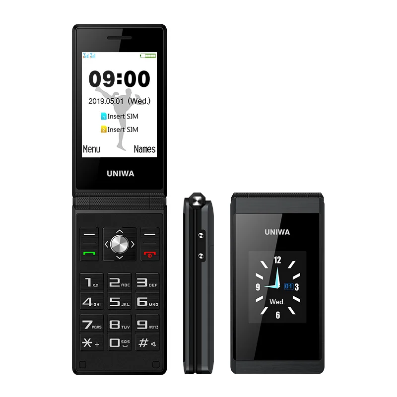 UNIWA X28 2G SOS Function Old Man China Keypad Flip Mobile Phone