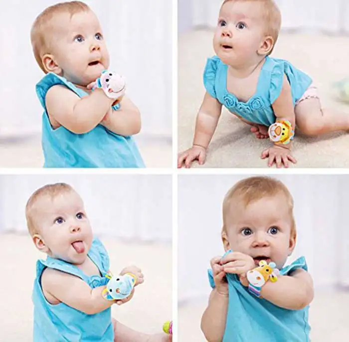 Детский плюшевый браслет, погремушка, милые животные, повязка на запястье, детские игрушки