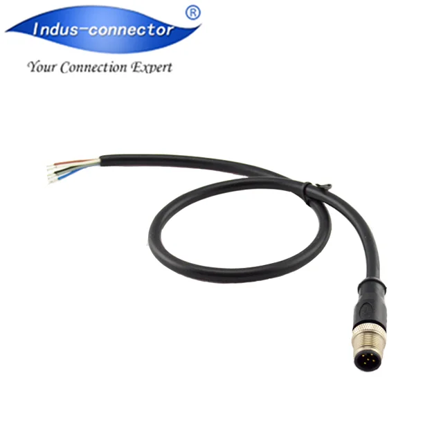 Impermeable 5 pin connector m12 molded cable