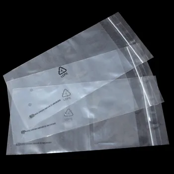 Custom sizer Accepted Clear LDPE Poly Bag with Suffocation Warning Plastic Polybag with Adhesive Peel and Seal Recyclable