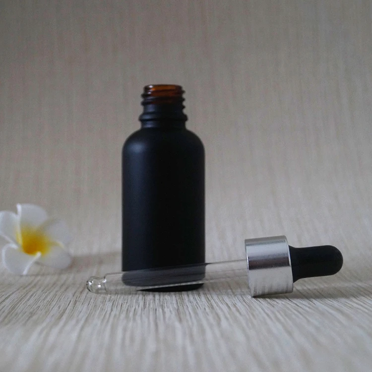 30ml 50ml 100ml essential oil matte frosted black measuring serum glass dropper bottle paper cardboard tube cosmetic packaging