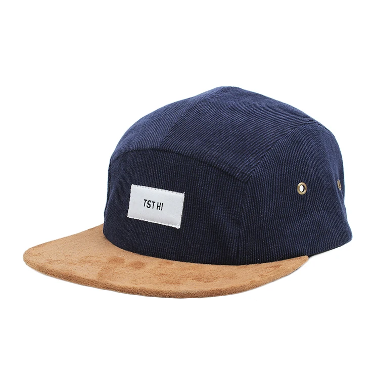 Wholesale corduroy 5 Panel Caps With Woven Label Custom camper