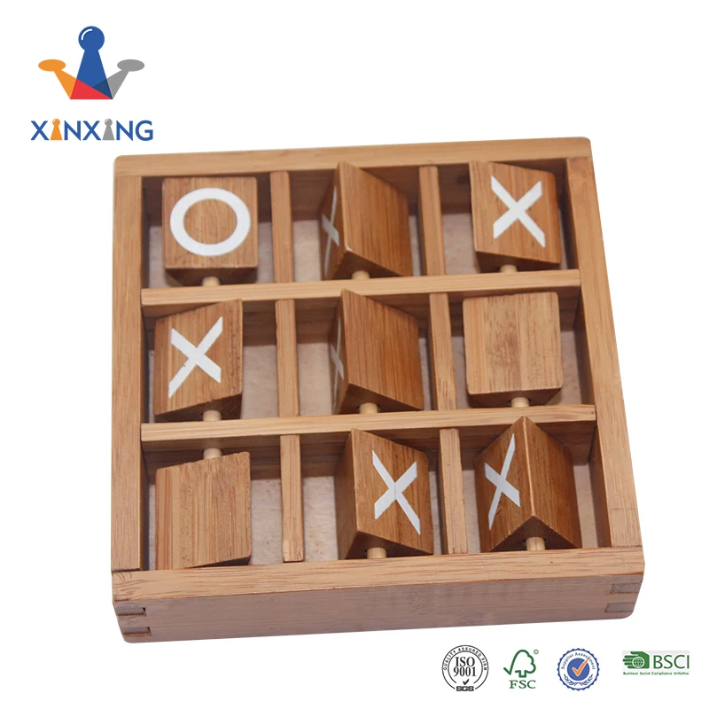 Tic Tac Toe Wooden Board Games Noughts and Crosses Family Travel Game