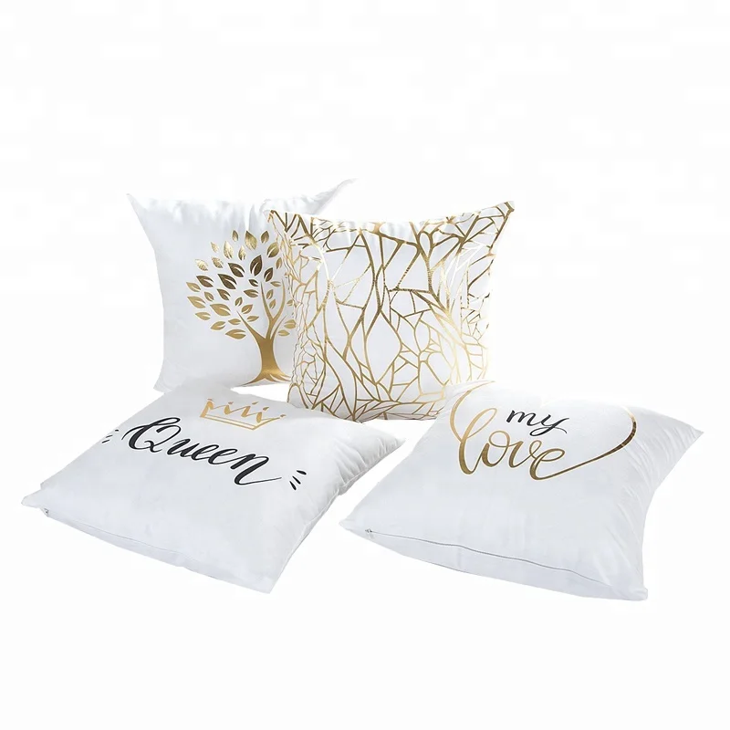 soft bronzing gold printed home decorative throw pillowcase